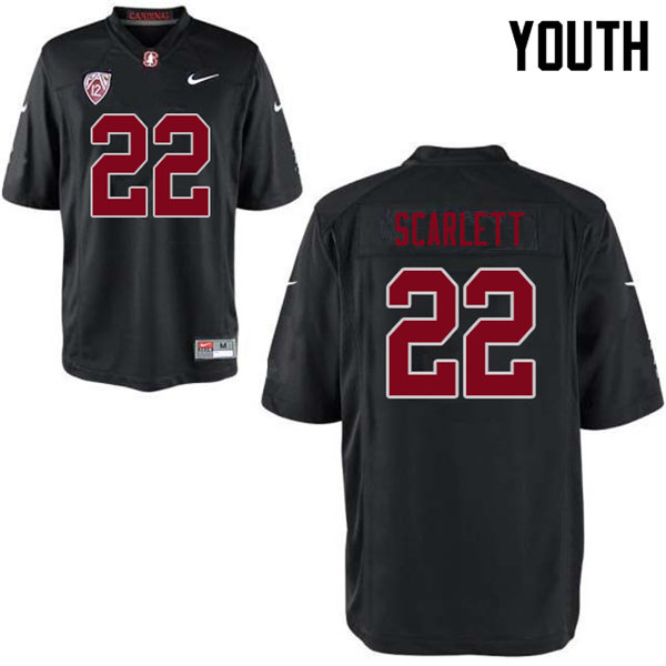 Youth #22 Cameron Scarlett Stanford Cardinal College Football Jerseys Sale-Black - Click Image to Close